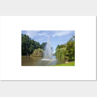 Germany; Europe; Lower Saxony; Delmenhorst; Park; park area; graft; rainbow; Fountain; water fountain Posters and Art